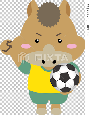 【午年・干支】サッカーをする元気な馬のキャラクター｜年賀状・スポーツ・子ども向けに最適なイラスト素材 126523153