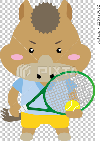 可愛的馬角色打網球 | 2026 馬年生肖插畫 可愛的馬角色打網球 | 2026 馬年生肖插畫 126523682