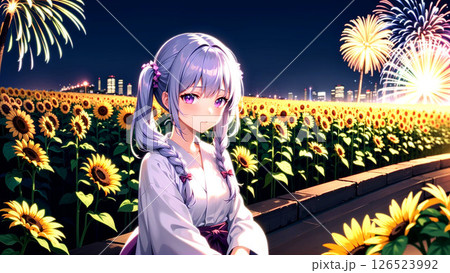 花火を見る少女 126523992