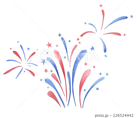 Watercolor independence day firework illustration 126524442