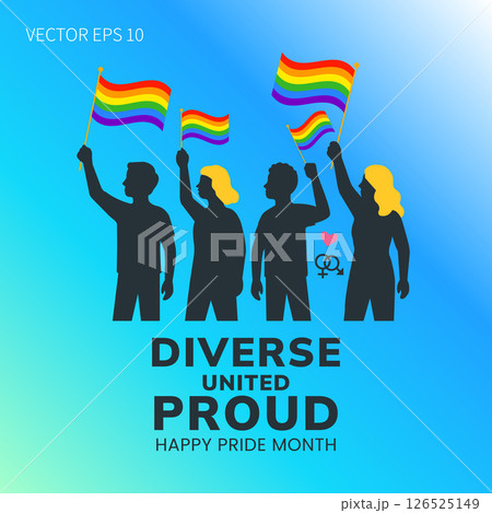 Diverse United Proud Pride Month LGBTQ Poster 126525149