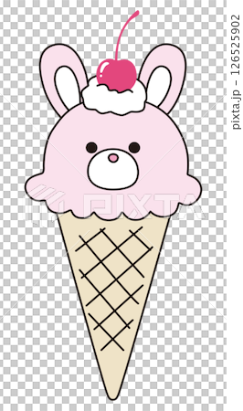 Vector illustration of cute rabbit ice cream. Cherry, whipped, dessert 126525902