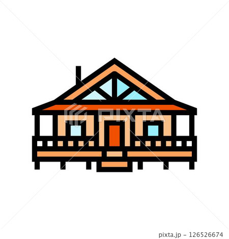 cabin wraparound porch color icon vector illustration cabin wraparound porch color icon vector illustration 126526674