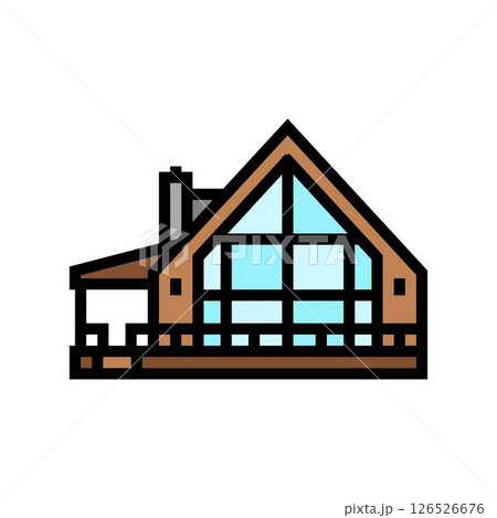 wood cabin large glass windows color icon vector illustration wood cabin large glass windows color icon vector illustration 126526676