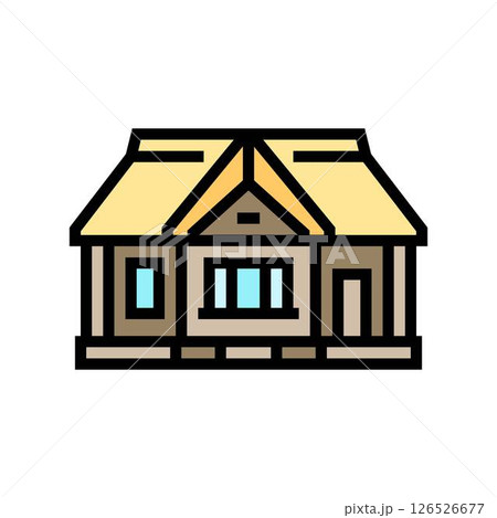 wood cabin thatched roof color icon vector illustration wood cabin thatched roof color icon vector illustration 126526677