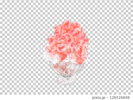 Sweet and sour, cool and delicious strawberry milk shaved ice 126526698