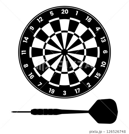 Darts Silhouette. Black and White Icon Design Elements on Isolated White Background Darts Silhouette. Black and White Icon Design Elements on Isolated White Background 126526748