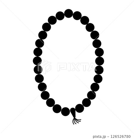 Prayer Beads Silhouette. Black and White Icon Design Elements on Isolated White Background 126526780