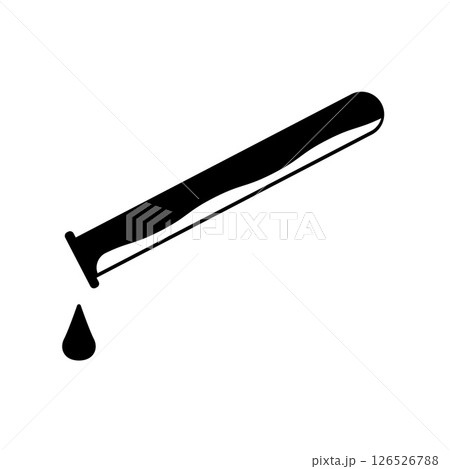 Dropped Liquid from Laboratory Flask Silhouette. Black and White Icon Design Elements on Isolated White Background 126526788