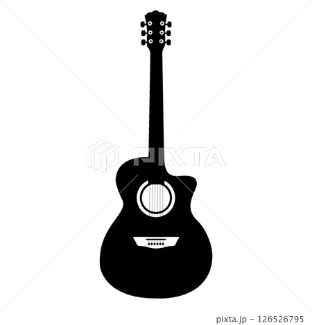 Acoustic Guitar Silhouette. Black and White Icon Design Elements on Isolated White Background 126526795