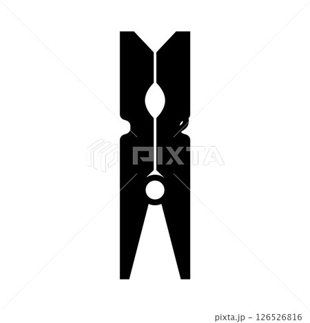 Clothespin Silhouette. Black and White Icon Design Elements on Isolated White Background 126526816