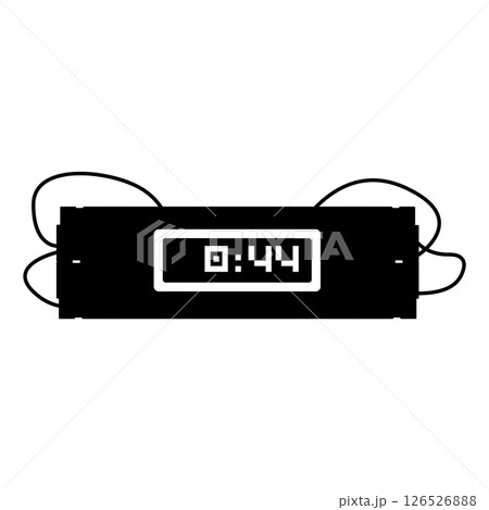 Dynamite with Timer Silhouette. Black and White Icon Design Element on Isolated White Background 126526888