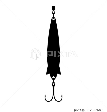 Fishing Lure Silhouette. Black and White Icon Design Element on Isolated White Background 126526898