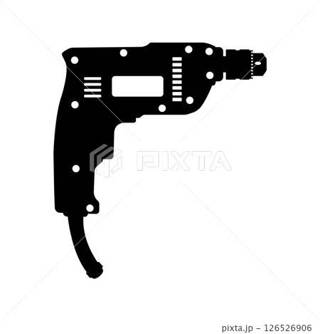 Hand Drill Silhouette. Black and White Icon Design Element on Isolated White Background Hand Drill Silhouette. Black and White Icon Design Element on Isolated White Background 126526906