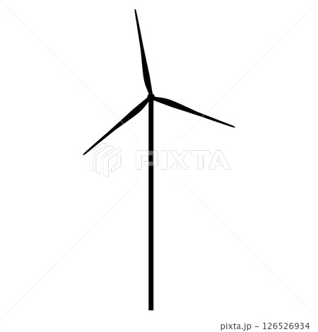Wind Turbine Silhouette. Black and White Icon Design Elements on Isolated White Background Wind Turbine Silhouette. Black and White Icon Design Elements on Isolated White Background 126526934