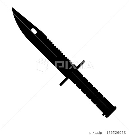 Survival Knife Silhouette. Black and White Icon Design Elements on Isolated White Background 126526958