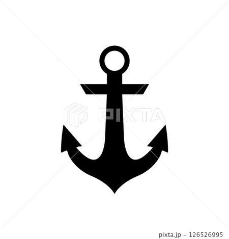 Anchor Silhouette. Black and White Icon Design Element on Isolated White Background Anchor Silhouette. Black and White Icon Design Element on Isolated White Background 126526995