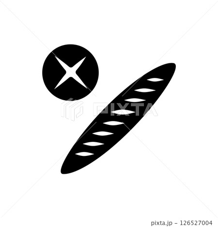 Bread Baguette Silhouette. Black and White Icon Design Elements on Isolated White Background Bread Baguette Silhouette. Black and White Icon Design Elements on Isolated White Background 126527004