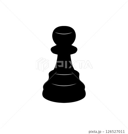 Chess Pawn Silhouette. Black and White Icon Design Elements on Isolated White Background 126527011