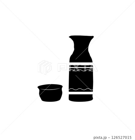Clay Water Jug Silhouette. Black and White Icon Design Elements on Isolated White Background 126527015