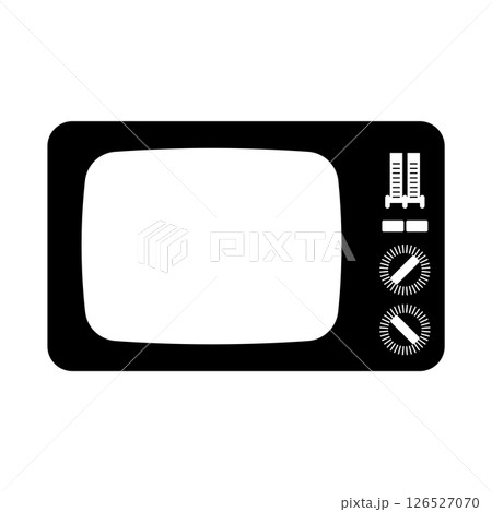 Retro TV Silhouette. Black and White Icon Design Element on Isolated White Background Retro TV Silhouette. Black and White Icon Design Element on Isolated White Background 126527070