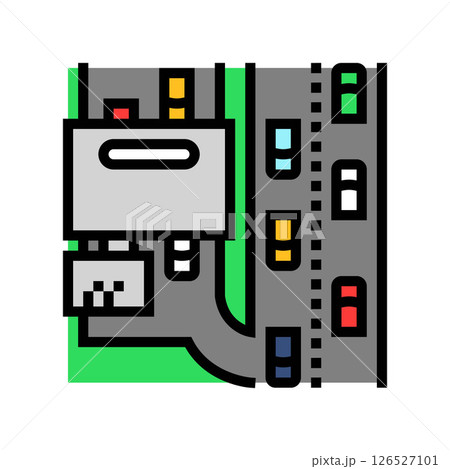 gas station highway highway road color icon vector illustration 126527101