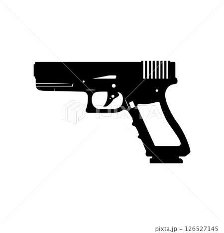 Glock 17 Handgun Silhouette. Black and White Icon Design Elements on Isolated White Background 126527145