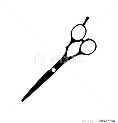Hair Cutting Scissors Black and White Icon Design Element on Isolated White Background 126527150