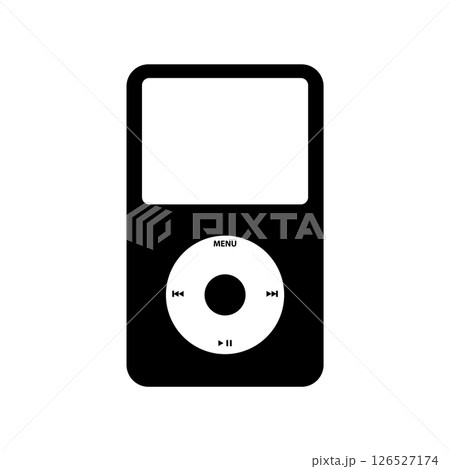 Portable Music Player Silhouette. Black and White Icon Design Element on Isolated White Background Portable Music Player Silhouette. Black and White Icon Design Element on Isolated White Background 126527174