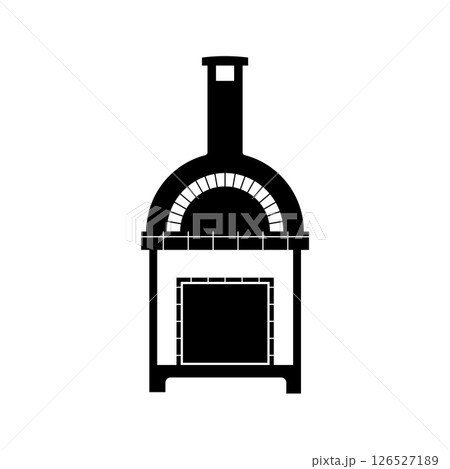 Pizza Oven Silhouette. Black and White Icon Design Elements on Isolated White Background 126527189