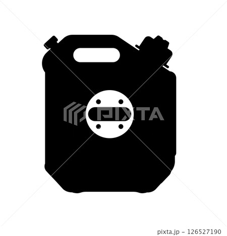 Fuel Jerrycan, Gasoline Canister Silhouette. Black and White Icon Design Element on Isolated White Background Fuel Jerrycan, Gasoline Canister Silhouette. Black and White Icon Design Element on Isolated White Background 126527190