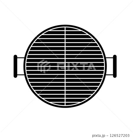Round Barbeque Grill Silhouette. Black and White Icon Design Elements on Isolated White Background 126527203