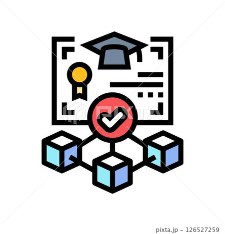 blockchain based credentials verification color icon vector illustration blockchain based credentials verification color icon vector illustration 126527259