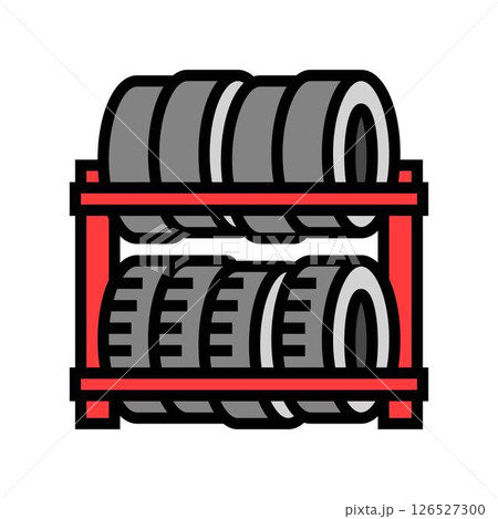 spare tires stacked garage color icon vector illustration 126527300