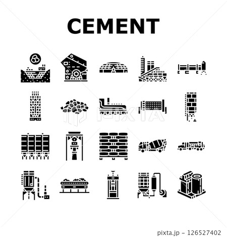 cement production gypsum icons set vector 126527402