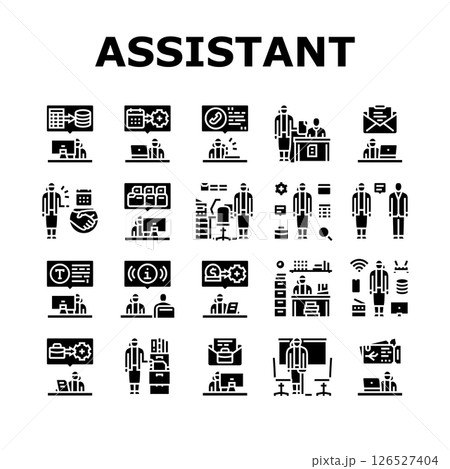 administrative assistant office icons set vector 126527404