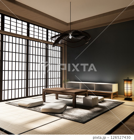 Interior Gray blue Living Room Design have  mini sofa modern and decoration. 3D rendering 126527430