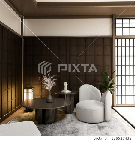 low table in living room Japanese style with decoration muji minimal. 3D rendering 126527438