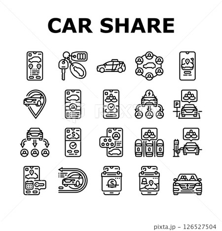 car share service transport icons set vector car share service transport icons set vector 126527504