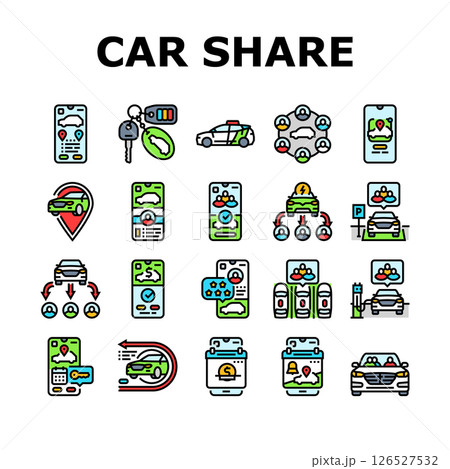 car share service transport icons set vector car share service transport icons set vector 126527532