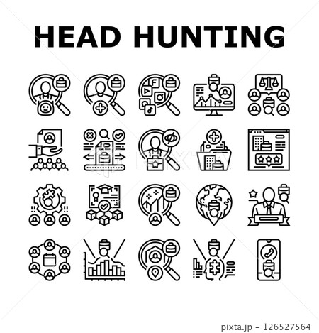 head hunting recruitment icons set vector 126527564