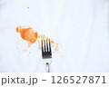 dirty sauce  stain on shirt from drinking in freetime. stain for cleaning concept 126527871