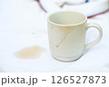 dirty coffee stain on cup from drinking in freetime. stain for cleaning concept 126527873