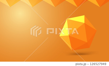 暖色系グラデーションと幾何学的立体の背景素材 126527949