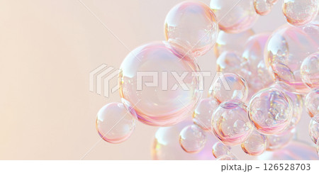 Soap bubbles floating on soft gradient background 126528703