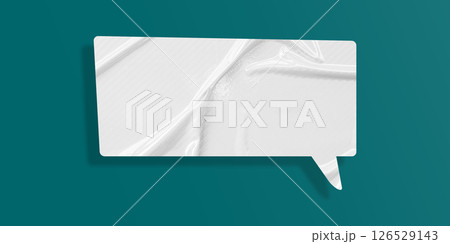 White speech bubble crumpled paper isolated on green background White speech bubble crumpled paper isolated on green background 126529143