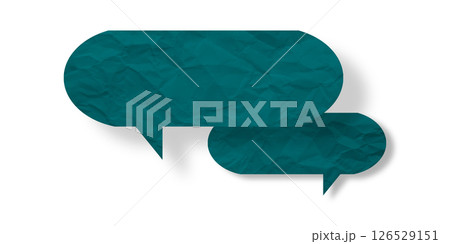 Green speech bubble crumpled paper isolated on transparent background 126529151