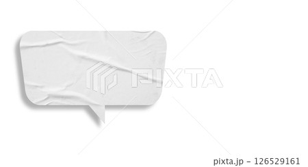 White speech bubble crumpled paper isolated on transparent background White speech bubble crumpled paper isolated on transparent background 126529161