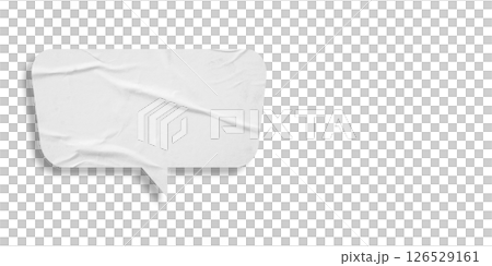 White speech bubble crumpled paper isolated on transparent background White speech bubble crumpled paper isolated on transparent background 126529161