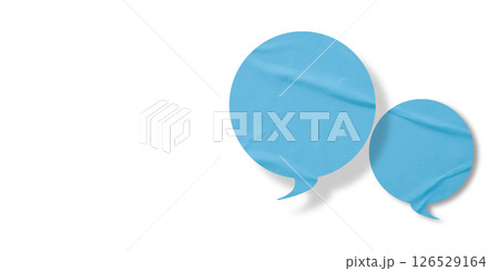 Light blue speech bubble crumpled paper isolated on transparent background Light blue speech bubble crumpled paper isolated on transparent background 126529164